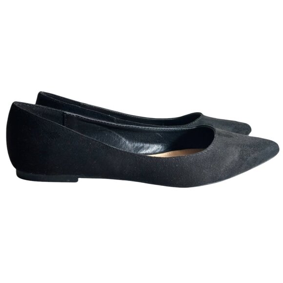 Just Fab Women's Black Flat Pointed Toe Faux Suede Shoes Size 9 - Picture 3 of 10